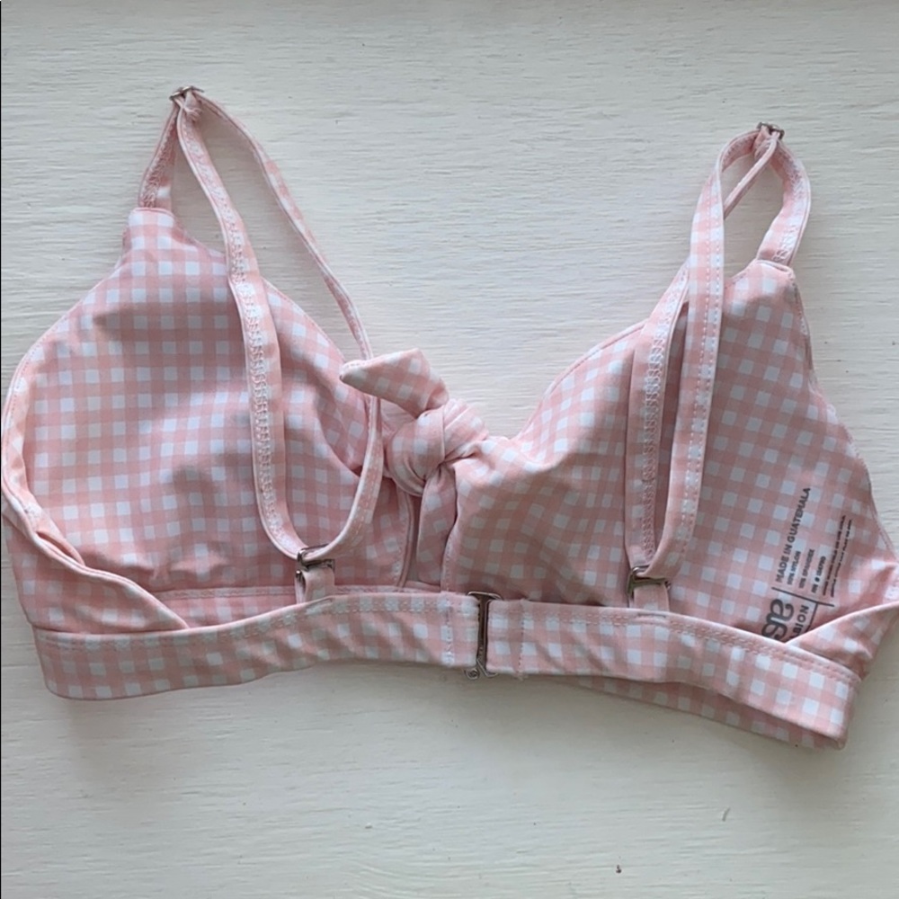 Albion Fit bikini top in checkered pink sz S - Picture 2 of 3